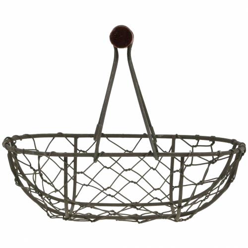Prodotto Cestino ovale in filo metallico con manico grigio 17×11cm H15cm 2 pezzi