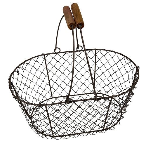 Prodotto Cesto in filo ovale con manico 27x16,5 cm H13,5 cm marrone