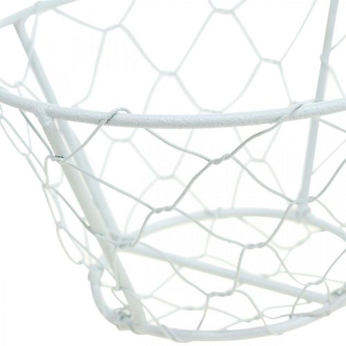 Prodotto Cestino in rete, cestino in filo, decorazione in metallo shabby chic bianco Ø12cm H7cm
