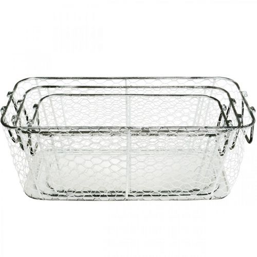 Prodotto Cesto in filo metallico, fioriera, fioriera L43,5 / 39,5/35 cm, set di 3