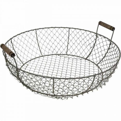 Floristik24 Cestino in filo rotondo con manici cestino grigio marrone Ø32/36/40cm set da 3
