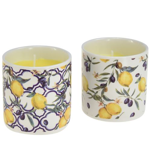 Floristik24 Candele profumate Candela alla citronella in ceramica Ø6.5cm H6.5cm 2pz