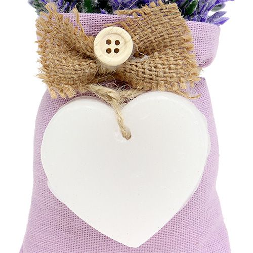 Floristik24 Borsa lavanda 18 cm con cuore in cera