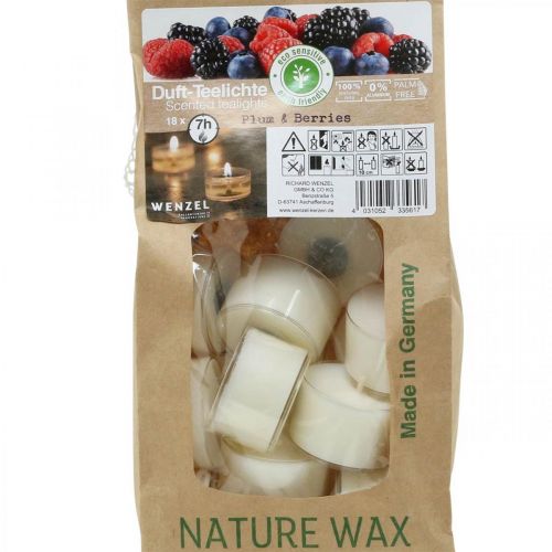 Prodotto Candele profumate, tea light bacche rosse, tea light profumate, candele di cera Ø3,8 cm H2,3 cm bianco 18 pezzi