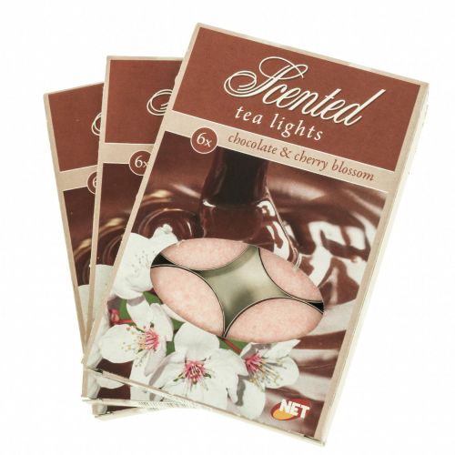 Prodotto Candele profumate al cioccolato fiori di ciliegio, lumini profumati Ø3.5cm H1.5cm 18 pezzi