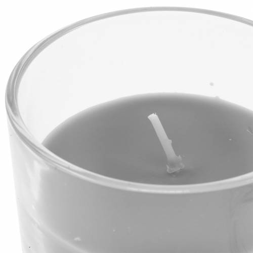 Floristik24 Candela profumata in vetro grigio vaniglia Ø8cm H10,5cm