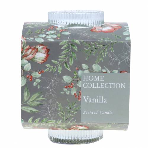 Floristik24 Candela profumata in vetro grigio vaniglia Ø8cm H10,5cm