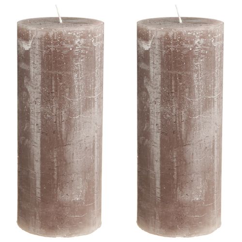 Prodotto Candele in tinta unita candele a colonna marroni 85x200mm 2 pz