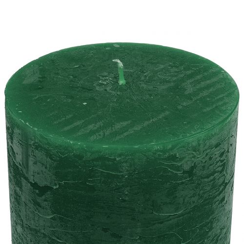 Floristik24 Candele tinta unita verde scuro 60x100mm 4 pz