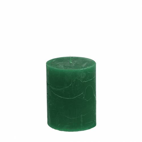 Floristik24 Candele tinta unita verde scuro 70x80mm 4pz