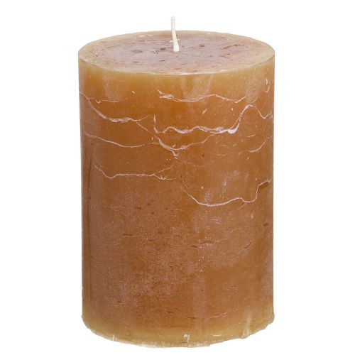 Floristik24 Candele in tinta unita Candele a colonna al caramello 70×100mm 4 pz