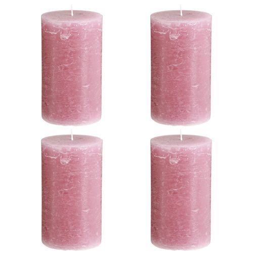 Prodotto Candele tinta unita rosa candele a colonna rosa antico 70×120 mm 4 pz