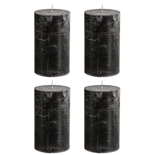 Prodotto Candele in tinta unita Candele a colonna nere 70×120 mm 4 pz