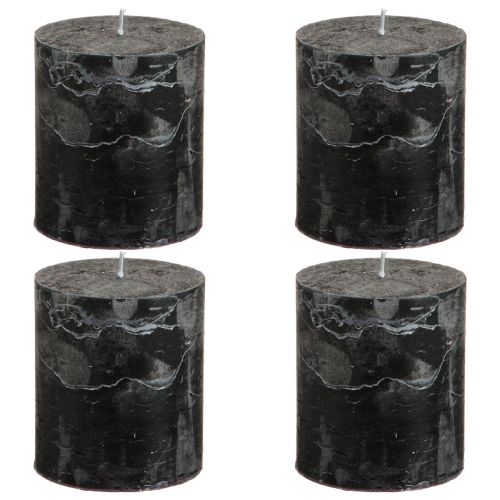 Prodotto Candele in tinta unita candele a colonna nere 70×80mm 4 pz