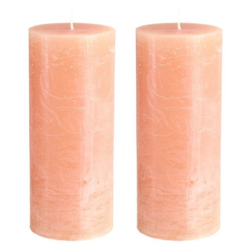Prodotto Candele a colonna in tinta unita color pesca 85x200mm 2 pz