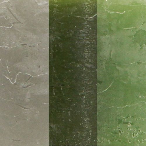 Floristik24 Candele a colonna tinta unita verde 3 colori 50x100mm 12 pz