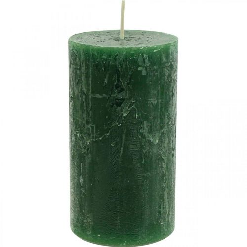 Floristik24 Candele Tinta Unita Candele Pilastro Verde Scuro 60×110mm 4pz