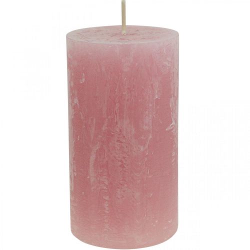 Candele tinta unita rosa rustiche autoestinguenti 60×110mm 4 pz