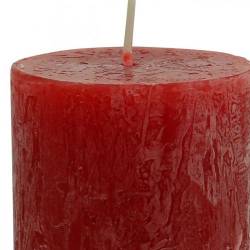 Floristik24 Candele colorate solide rosse rustiche autoestinguenti 110×60mm 4 pz