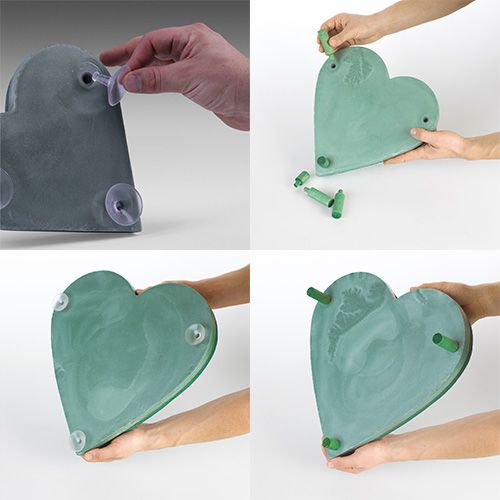 Prodotto Cuore floreale in schiuma con sistema a clic materiale plug-in verde 20 cm 2 pezzi