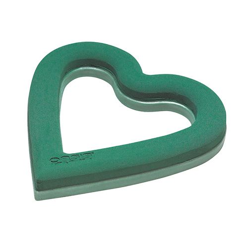 Floristik24 Schiuma floreale cuore aperto floreale schiuma verde 38 cm 2 pezzi decorazione di nozze