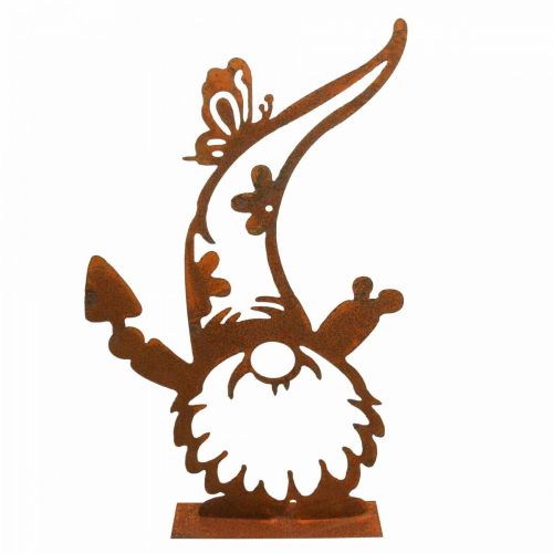 Floristik24 Gnomo decorativo patinato Supporto decorativo in metallo H40cm
