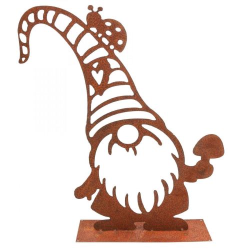 Floristik24 Gnomo decorativo patinato Supporto decorativo in metallo H43 cm