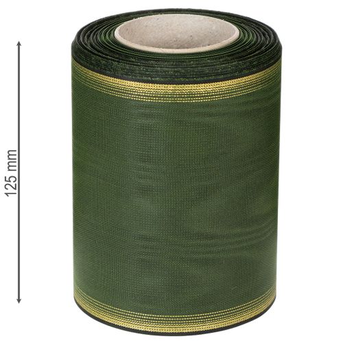 Elegante nastro a corona moiré verde scuro, 125 mm con bordo in perle dorate, nastro da lutto, decorazione per matrimonio, nastro a fiocco | Floristik24.it