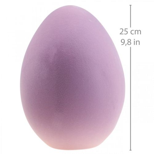 Floristik24 Uovo di Pasqua in plastica uovo decorativo viola lilla floccato 25cm