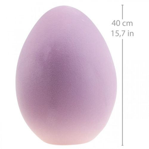 Floristik24 Uovo di Pasqua in plastica grande uovo decorativo viola floccato 40cm