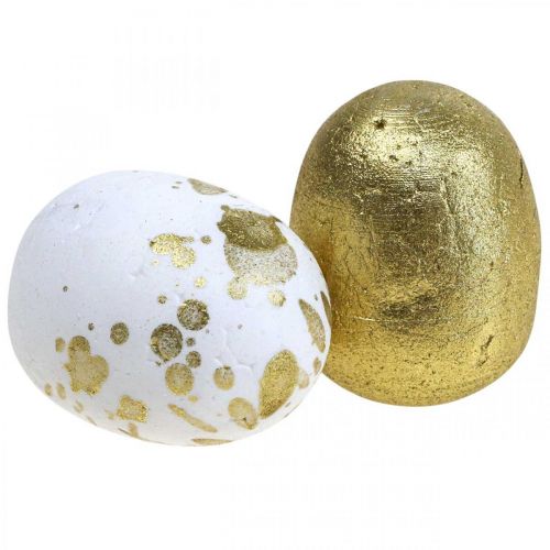 Uova in polistirolo Uova di Pasqua in polistirolo decoro oro bianco 3cm 32 pezzi