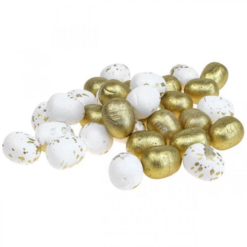 Floristik24 Uova di polistirolo Uova di Pasqua in polistirolo decorazione oro bianco 3 cm 32 pz