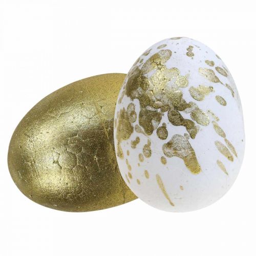 Prodotto Uova in polistirolo Uova di Pasqua in polistirolo decoro oro bianco 5cm 12pz