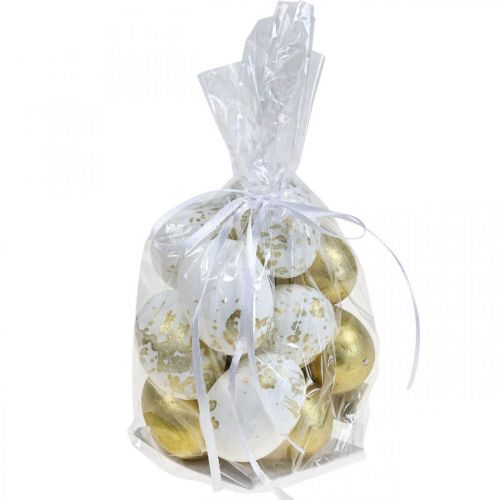 Floristik24 Uova in polistirolo Uova di Pasqua in polistirolo decoro oro bianco 5cm 12pz
