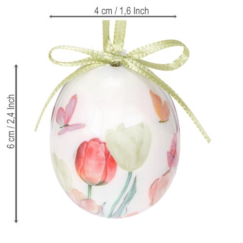 Prodotto Decorazione per uova di Pasqua, motivo tulipano con nastro per appendere e decorazione primaverile, 6 cm, 12 pezzi