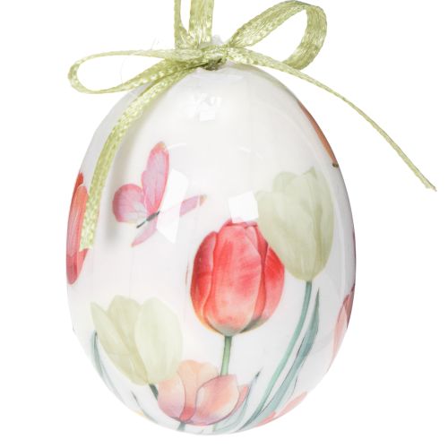 Prodotto Decorazione per uova di Pasqua, motivo tulipano con nastro per appendere e decorazione primaverile, 6 cm, 12 pezzi