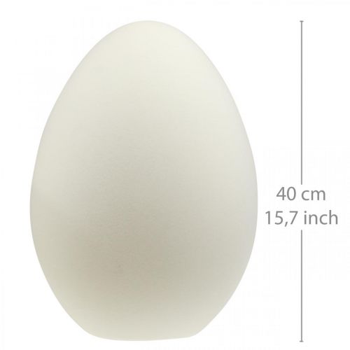 Floristik24 Uovo di Pasqua grande crema decorativo uovo floccato decorazione vetrina 40 cm