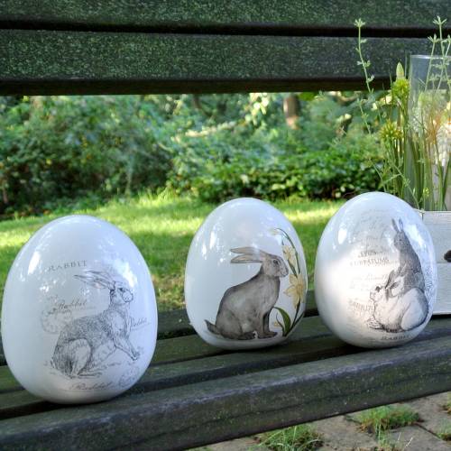 Floristik24 Albume d&#39;uovo in ceramica con motivo coniglio Ø12,5cm H16cm 2pz