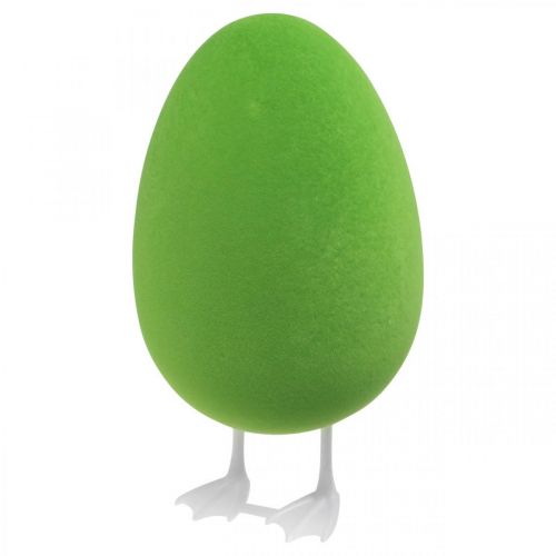 Prodotto Uovo di Pasqua con piedini decorativo verde uovo floccato Decorazione per vetrina Pasqua H25cm