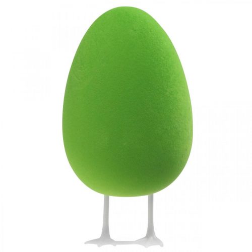 Prodotto Uovo di Pasqua con piedini decorativo verde uovo floccato Decorazione per vetrina Pasqua H25cm