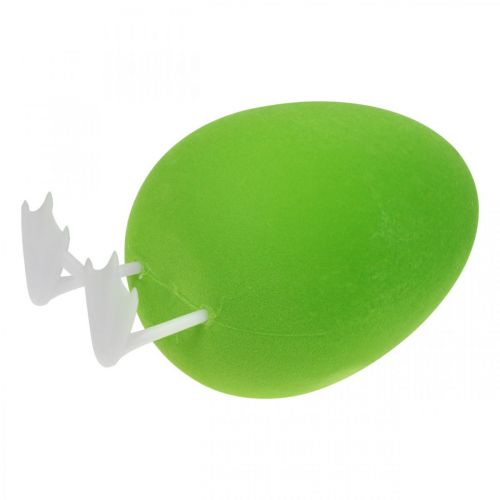 Prodotto Uovo di Pasqua con piedini decorativo verde uovo floccato Decorazione per vetrina Pasqua H25cm