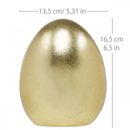 Prodotto Uovo in ceramica dorato, decoro nobile di Pasqua, oggetto decorativo uovo metallico H16.5cm Ø13.5cm