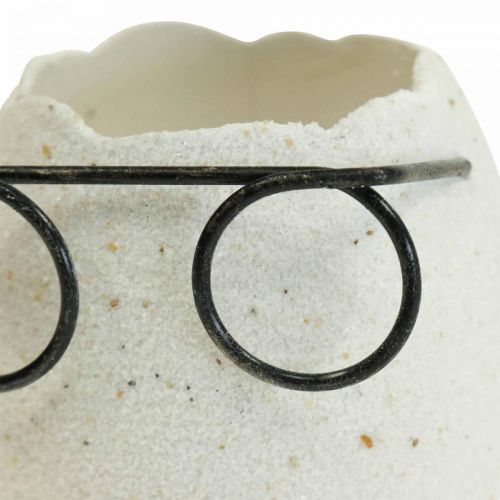 Floristik24 Vaso decorativo uovo con bicchieri decorazione pasquale bianca Ø7,5 cm H9 cm 6 pz