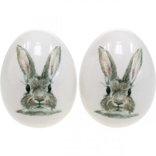 Motivo decorativo coniglio in piedi, decorazione pasquale, coniglio su uovo Ø8cm H10cm set di 4