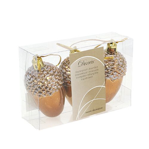 Floristik24 Ghianda per appendere marrone 7,5 cm 3 pezzi