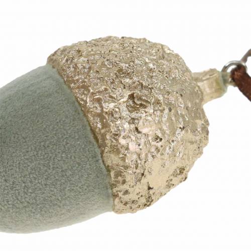 Floristik24 Decorazioni per l&#39;albero di Natale verde ghianda, oro 4 × 6 cm 6 pezzi