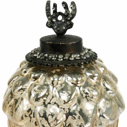 Floristik24 Ghianda decorativa per appendere vetro 15 cm champagne 2 pezzi in un set