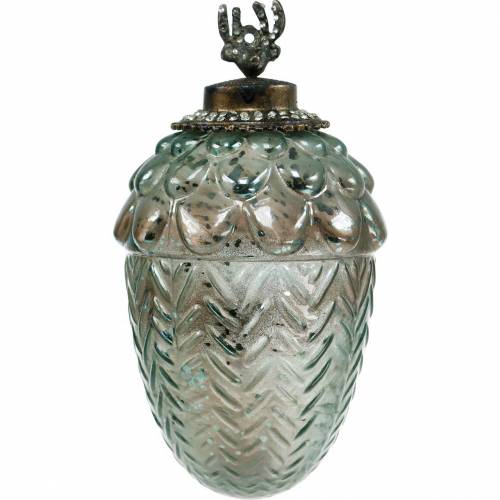 Floristik24 Vetro decorativo ghianda verde 20 cm 2 pezzi decorazioni per l&#39;albero di Natale