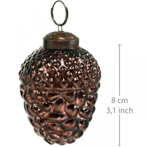 Floristik24 Coni decorativi marroni in vetro ghianda per appendere la decorazione dell'avvento 5,5×8 cm 12 pezzi