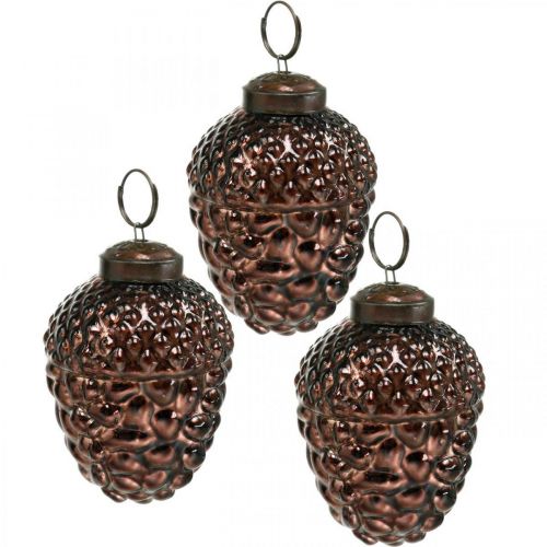 Floristik24 Coni decorativi marroni in vetro ghianda per appendere la decorazione dell'avvento 5,5×8 cm 12 pezzi